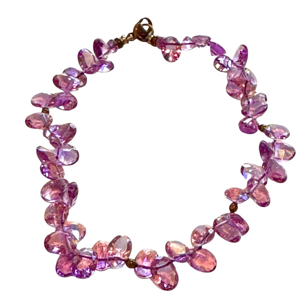 Elegant Purple Gemstone Flower Petal Bracelet. EUC